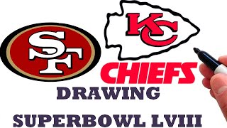 DRAWING SUPERBOWL LVIII L49ERS amp CHIEFS LOGOS [upl. by Yentrac34]