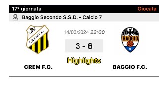 CREM VS BAGGIO FC 36 17° GIORNATA CAMPIONATO 2324 HIGHLIGHTS [upl. by Enier]