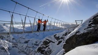 quotTitlis Cliff Walkquot Europes Highest Suspension Bridge in Switzerland [upl. by Enram]