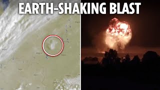 Ukraines spectacular drone strike seen from SPACE as huge Russian depot blasts spark earthquake [upl. by Okoyk]