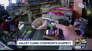 Surveillance video shows 7Eleven clerk shoot suspect during attempted robbery [upl. by Etteuqal]