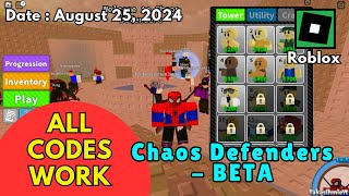 All Codes Work Chaos Defenders BETA Roblox August 25 2024 [upl. by Aro]