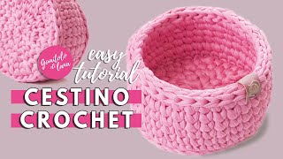 CESTINO UNCINETTO SEMPLICE CROCHET BASKET tutorial uncinetto passo passo [upl. by Leodora]