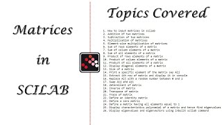 SCILAB TUTORIALS  MATRICES  SCILAB FOR BEGINNERS [upl. by Armitage]