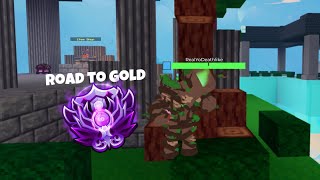 Road to Gold Episode 1 Jugging as Eldertree roblox robloxbedwars [upl. by Nalla]