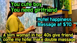 A weird massage shop in Thailand A slim woman in her 40s give friend number for happiness massage [upl. by Emoryt]