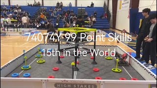 74074Y 99 Point Skills  VEX High Stakes [upl. by Nesnaj]