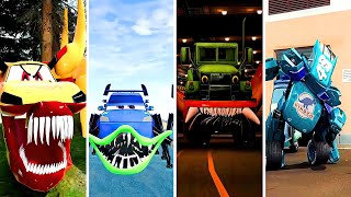 Spider Eater McQueen 🆚 Rally Truck Monster 🆚 Military Truck Eater 🆚 Lightning McQueen TRANSFORMERS [upl. by Malkin]