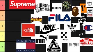 STREETWEAR BRAND TIER LIST [upl. by Nnaitak590]