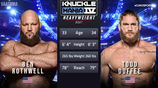 BEN ROTHWELL VS TODD DUFFEE FULL FIGHT BKFC KNUCKLE MANIA 4 [upl. by Kralc]