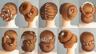 10 Simple And Easy Hairstyle With 1 Donut  Hair Bun Styles For Wedding amp Party [upl. by Moriah117]