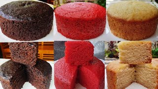 3 Eggless Sponge Cake RecipeChocolate Red Velvet Vanilla Eggless Sponge Cake Recipe Without Oven [upl. by Remmer]