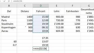 10012018 Excel 2016 Reisekosten Rechnen mit der Zeit Grundfunktionen Tabellen gruppieren [upl. by Ellette]