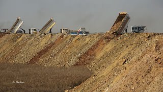 Best 10 Wheels Dump Truck and Bulldozer Spreading Dirt Filling Land Building New Road at Huge Lake [upl. by Yun858]