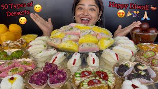 HAPPY DIWALI 2024 🎉🎊 MALAI SANDWICHES MALAI RASGULLA KALA JAMUN RAJBHOG KAJU SWEETS  MUKBANG [upl. by Aitram762]