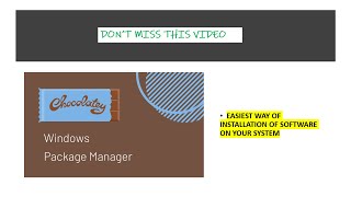 chocolatey  easiest way of installing upgrading and deleting software on your system chocolatey [upl. by Rosenstein466]