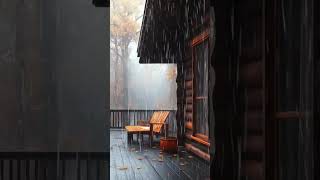 Evening Rain on Forest Cabin Balcony 🌧️🌲 ForestRain EveningCalm rain asmr shorts selfcare [upl. by Haden]