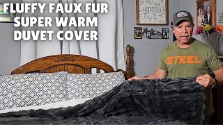 JELLYMONI Grey Fluffy Duvet Cover Set  Soft Faux Rabbit Fur [upl. by Madelle]