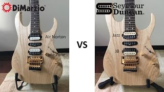 Dimarzio vs Seymour Duncan on Ibanez Ash Body Shootout [upl. by Egiap]