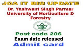 JOA IT Exam date released by Dr YS Parmar University Solan  Post Code 206  Himachal Tak [upl. by Hwang1]