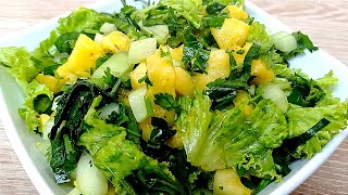 La más deliciosa y saludable Ensalada de hojas verdes con piña 👏😋 [upl. by Emalee]