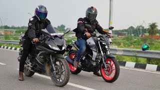 Yamaha MT15 BS6 VS R15 V3 BS4  Battle Between Siblings [upl. by Wyatt731]