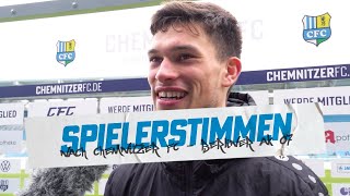 Chemnitzer FC  Spielerstimmen nach dem Heimspiel gegen den Berliner AK [upl. by Aleiram]