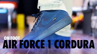 ON FOOT Nike Air Force 1 Cordura ReCor Dark Obsidian Schopes 4K HQ3822 400 [upl. by Norrabal]