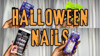 HALLOWEEN PRESS ON NAILS HAUL 🎃  TARGET AND WALMART [upl. by Elleinnod]