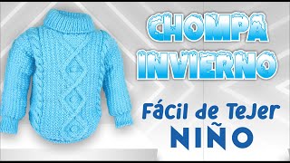 CHOMPA INVIERNO  Jersey  Suéter para Niño 👑 Paso a Paso 👑 [upl. by Neeleuqcaj]