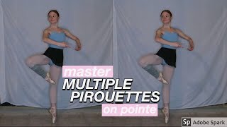 the TRICK to doing multiple pirouettes on POINTE [upl. by Demitria]