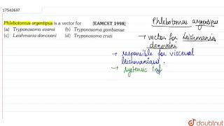 phlebotomus argentipus is a vector for [upl. by Bushore]