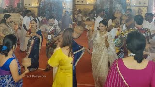 Beautiful Saree Look Tanishaa Mukerji Durga Pandal Dhaag Puja Performing the Traditional Dance [upl. by Akanke767]