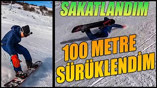 BİR GÜN DE SNOWBOARD ÖĞRENDİM  KAYAK KAZASI [upl. by Farant]