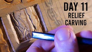 How to Carve Tree Bark Texture  Day 11 [upl. by Pru971]