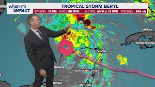 10 pm Friday Beryl update Tropical storm moves into Gulf takes aim at Texas coast [upl. by Gnol]