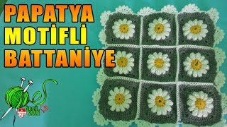 PAPATYA MOTİFLİ BATTANİYE  TIĞ İŞİ ÖRGÜ MODELLERİ [upl. by Raynah]