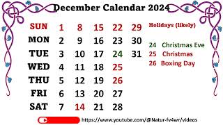 December 2024 Calendar calendar Calendar2024 calendardecember 2024december december 2024 2024 [upl. by Glennis208]