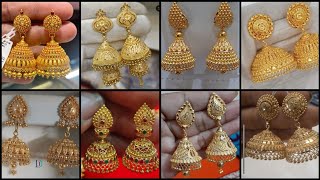 Beautiful Gold Jhumka Earrings Design  22k Gold Jhumka Best Collection [upl. by Hakeem]