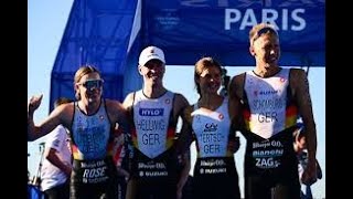 quotTriathlon Mixed Relay Final Germanys Thrilling Gold amp Close Finishes at Paris 2024quot [upl. by Ennaillij]