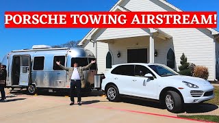 Airstream 22FB Trailer TOWED by PORSCHE CAYENNE DIESEL  Airstream Bambi Sport Trailer [upl. by Norahc]