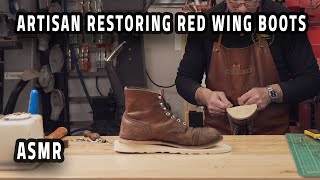 Resoling Red Wing Boots with Vibram Soles   Boots Cleaning Guide [upl. by Anuaik220]