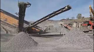 2 Roco X7T 3 Deck Screeners working in Quarry being fed by Sandvik QH331 Cone Crusher [upl. by Attekal]