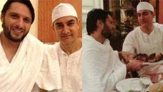 Aamir Khan meets Shahid Afridi during HAJJ [upl. by Annayk]