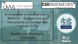 Biodiversité en Wallonie  dérogations aux mesures de protection des espèces Webinaire UWA [upl. by Austin]