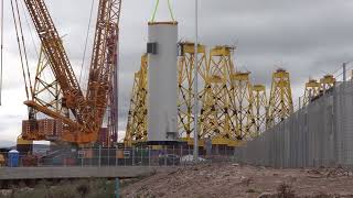 VESTAS and BMS Cranes at Nigg Yard [upl. by Hnao]