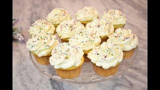 Moist Vanilla Cupcakes With Mascarpone Whipped Cream Frosting [upl. by Christenson]