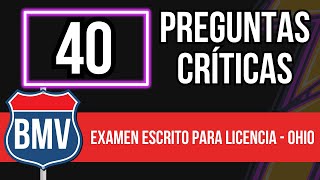 BMV Examen Escrito Para Licencia De Conducir En Ohio 40 Preguntas Críticas [upl. by Amehr]