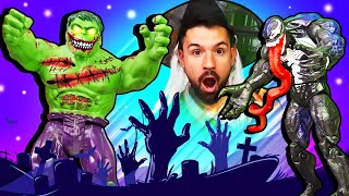 Festa di Halloween con Hulk e lUomo Ragno Video per bambini di supereroi giocattolo [upl. by Anerrol415]