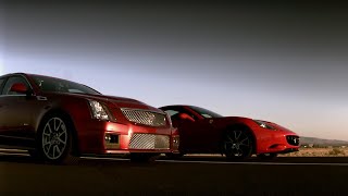 Drag Race Cadillac CTSV Vs Ferrari  Top Gear USA [upl. by Alverson]